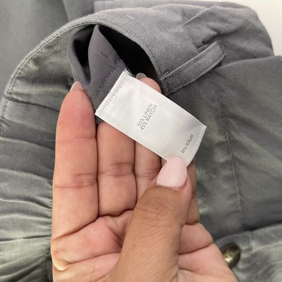 NEW J. Jill Linen Blend Shorts Size 18 Gray Chino Elastic Waist Pockets Casual - Picture 5 of 10